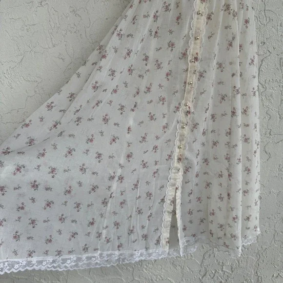 Gunne Sax Jessica McClintock Vintage 70's Dress‎ Women 7 Floral Lace Prairie - Picture 5 of 11
